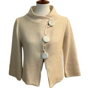 Aryn K Wool Blend Cropped Triple Velvet Button Front Lined Bell Sleeve Jacket